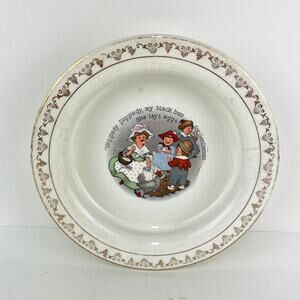 Antique DE McNicol Pottery Baby Bowl Holdfast Ironstone Nursery Rhyme